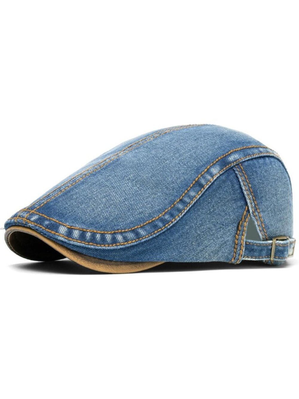 Unisex Adjustable Denim Newsboy Cap - Cotton Flat Ivy Gatsby Driving Hat
